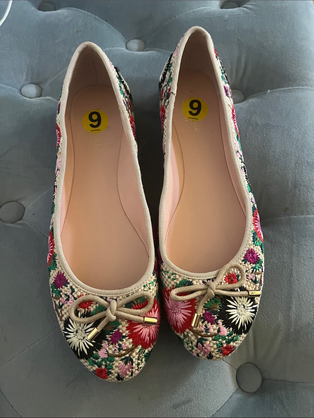 kate spade Multicolor Floral Embroidered Woven Ballet Flats
